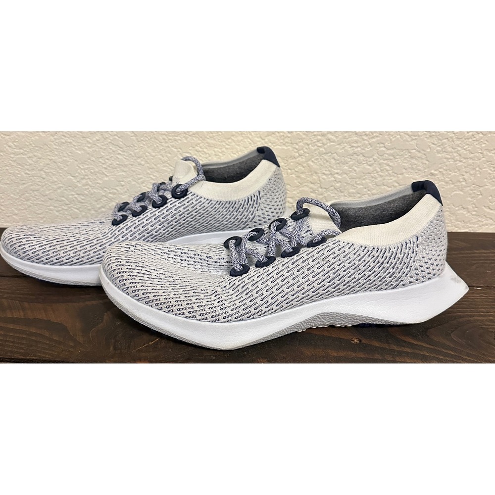 Allbirds Tree Dasher 2 Mens 10.5 Blizzard White Marine Blue Running Shoes TD2